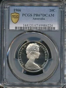 オーストラリア 1966 トゥエンティ セント 20c (カモノハシ) - PCGS PR67DCAM (プルーフ)