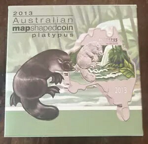 2013 オーストラリア地図型プラティパス 1 オンス シルバー $1 プルーフ カラー コイン
