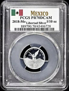 2018-Mo LVR 1/10 IU IX .999 t@C Vo[ v[t x^ PCGS PR 70 DCAM PF