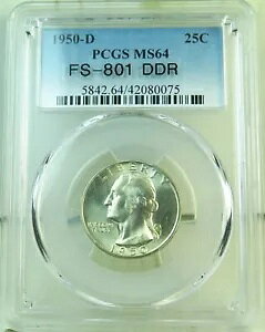 1950 D ���V���g�� �N�H�[�^�[ PCGS MS64 *FS 801 DDR* BR