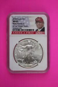 �h�i���h �g�����v ���x�� 2020 MS 69 �V���o�[ �A�����J�� �C�[�O�� NGC �F�� �O���[�h 607