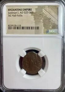 �r�U���`�� �R�C�� 527-565 AD NGC �F��Ñテ�X�e�B�j�A�k�X 1 ���n�[�t�t�H���X�{��