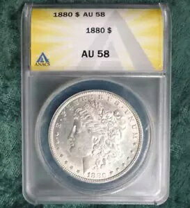 1880 ANACS AU 58 ���[�K�� �V���o�[ �_���[�A�A�����J���O�� �V���o�[ $1 �R�C��