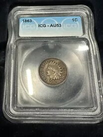 1863 インディアン ヘッド セント ペニー 1c ICG AU53