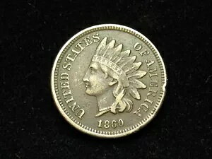 オールドコインセール!! VF+ 1860 インディアン ヘッド セント ペニー、ダイヤモンド & フルリバティ付き #5q