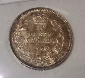 1903 H カナダ 10 セント エドワード 7 世 素敵なコイン ラスタートーン
