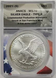 2021-(S) Heraldic Eagle T-2 $1 ANACS MS 70 �ǉ����Y�x��