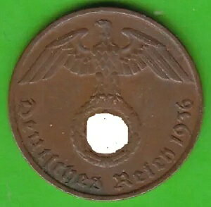 �R�C�� Pfennig 1 Reichspfennig 1936 G with HK in VF-XF Rare Leipzig-