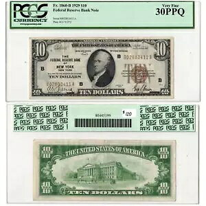 č 1929 N j[[N 10 hAM FR #1860b - PCGS VF-30PPQ