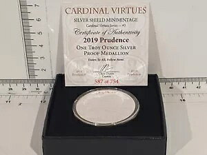(L1033) 1�I���X .999 �v���[�t �V���o�[ �V�[���h - Cardinal Virtues - 2019 Prudence