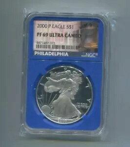 2000 P プルーフ - アメリカン シルバー イーグル $1 - NGC PF69 - ウルトラ カメオ ブルー コア