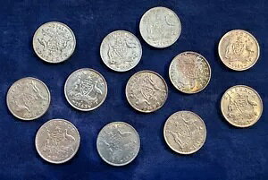 オーストラリア ジョージ 6 世 1942-1959 6 ペンス銀貨、グレード: AU 〜 BU