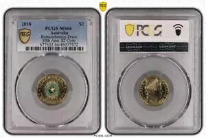 �I�[�X�g�����A 2018 Green Dove 30 ���N�L�O $2 �R�C�� PCGS MS66 #7472