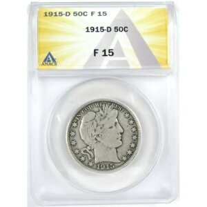 1915 D �o�[�o�[ �n�[�t�_���[ F 15 ANACS �V���o�[ 50c �R�C�� SKU:I16355