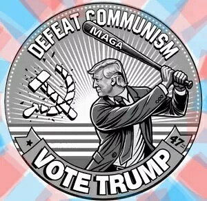1�I���X �V���o�[ TRUMP�uVOTE TRUMP DEFEAT COMMUNISM�v�R�C�� �v���Z�[�������