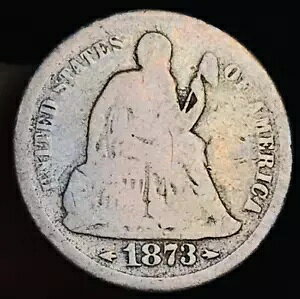 1873 S Seated Liberty Dime 10c Ungraded ARROWS 90% �V���o�[ US �R�C�� CC23117