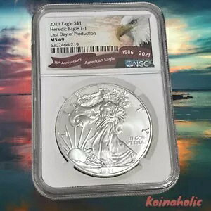 2021 NGC MS 69Heraldic Eagle Silver Dollar T-1 35 ���N�L�O LDOP 35 ���x��