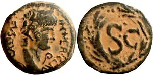 ??NERO-LITUUS-54-68 AD-23mm/6.58g-CH VF-ANTIOCH-SC IN WREATH-RPC 4308-T_G_COINS!