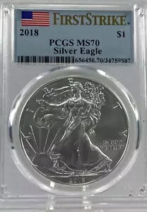 2018 MS70 �V���o�[ �C�[�O�� PCGS �t�@�[�X�g �X�g���C�N �A�����J���� (887)*
