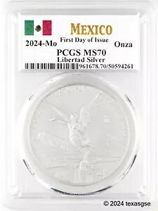 2024 メキシコ オンザ シルバー リベルタ .999 シルバー 1 オンス コイン PCGS MS70 FDI