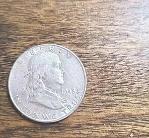 1948 DDR- �_�u�� �_�C ���o�[�X �t�����N���� �V���o�[ 50c �n�[�t�_���[ �č��R�C��