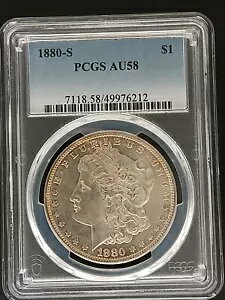 1880-S ���[�K�� �V���o�[ �_���[ PCGS AU58