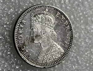 1878 年 4 分の 1 ルピー クイーン ビクトリア高品位流通銀貨 #AZ099