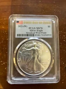 2022 (W) $1 �A�����J�� �V���o�[ �C�[�O�� PCGS MS70 FDOI �t���O ���x��