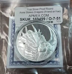 �A���E�X�g�[�N�X �h���S���̗F�l�܂��͓G 1 �I���X .999 �V���o�[ ���E���h �v���[�t COA 0115/3000