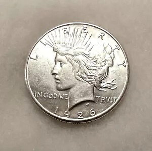 1926-S Peace Silver Dollar - �x�^�[�f�C�g - �V���[�v�Ȍ����ڂ� AU+ �R�C�� - ��������
