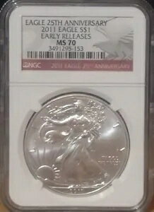 2011 �V���o�[ �C�[�O�� �h�� $1 NGC MS70 ���������[�X 25 ���N�L�O���x��