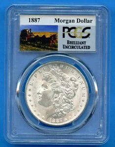 1887 P PCGS ���[�K�� �V���o�[ �_���[ $1 US �~���g �u�����A���g ������ �u���X�g �z���C�g