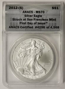 2012-(S) �V���o�[ �C�[�O�� $1 MS 70 ANACS �X�g���b�L���O �T���t�����V�X�R�����Ǐ�����