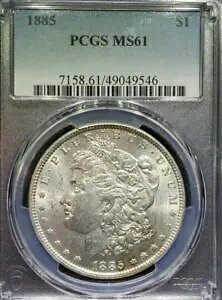 1885-P モーガン シルバー ダラー PCGS MS61 強いストライクと素晴らしい光沢