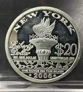 2006 $20 �j���[���[�N ���o�e�B 1�I���X .999 �V���o�[ �v���[�t ���A NORFED No.30 Obv.-8 Rev-24