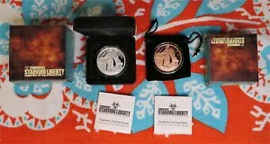 Zombucks * Starving Liberty * 1 �I���X .999 �V���o�[ & �J�b�p�[ �v���[�t�A�J�v�Z�� �{�b�N�X COA ����