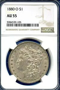 1880 O NGC AU55 ���[�K�� �V���o�[ �_���[ $1 US �~���g ���A �L�[ �f�[�g �R�C�� 1880-O AU-55