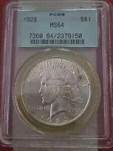 1923 $1 Dollar Silver Peace PCGS MS64 CAC OGH ���ɃI���W�i���ȃg�[���I�Â��z���_�[�I