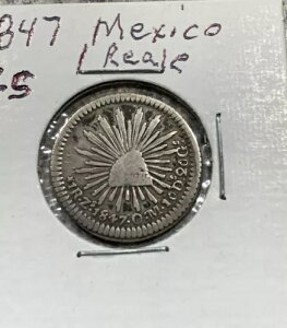 1847-Zs メキシコ シルバー 1 レアレ 希少コイン 送料無料 米国