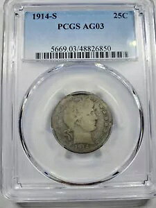 1914-S �o�[�o�[ �V���o�[ �N�H�[�^�[ - PCGS AG03 -