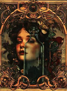 2025 カメルーン アルフォンス ミュシャにインスピレーションを得たアクエリアス ゾディアック 1/2 オンス .999 シルバー コイン