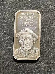 Emmett Kelly Silver Creations 1973 _ Trabulsi Coin Exchange .999Silver Art Bar