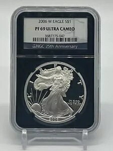 2006 W アメリカン シルバー イーグル $1 NGC PF 69 ウルトラ カメオ ブラック コア