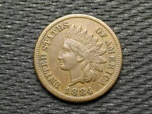 ??コインセール!! XF 1884 インディアン ヘッド セント ペニー、ダイヤモンド & フルリバティ付き 42k ??