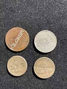 4PC �J�E���^�[�X�^���v�R�C�� 1858 FLY.EAG 1C/1867 5C XF/1863 1C G/1866 2C VG