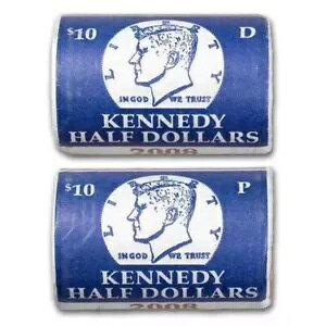 2008 ケネディ ロール - 「P & D」未流通 2008 ハーフダラー ロール - 2 ロール セット??