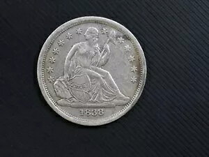1838 10C Seated Liberty Dime Sharp XF �f�B�e�[�����h���̗ǂ��R�C��