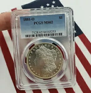 1881 O PCGS MS62 モルガン ドル銀貨 $1 リバティ ラウンド イーグル地金 1 つ