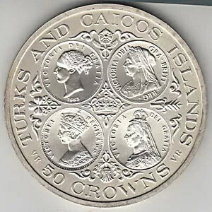 �󏭂ȋ��� - 1976 �^�[�N�X �J�C�R�X���� 50 �N���E�� 0.925 �V���o�[ �d�� 55.18 �O���� KM#16