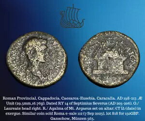 AD 205-206 (RY 14) Roman Prov Caracalla Caesarea Eusebia Cappadocia AE ���j�b�g�R�C��